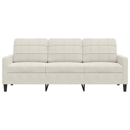 3-personers sofa 180 cm fløjl cremefarvet