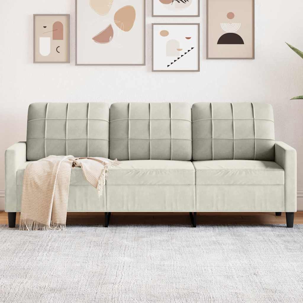 3-personers sofa 180 cm fløjl cremefarvet