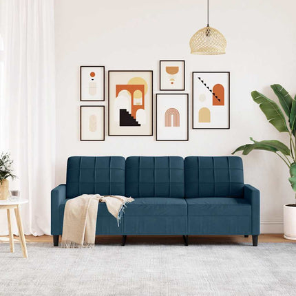 3-personers sofa 180 cm velour blå