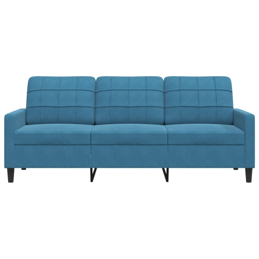 3-personers sofa 180 cm velour blå