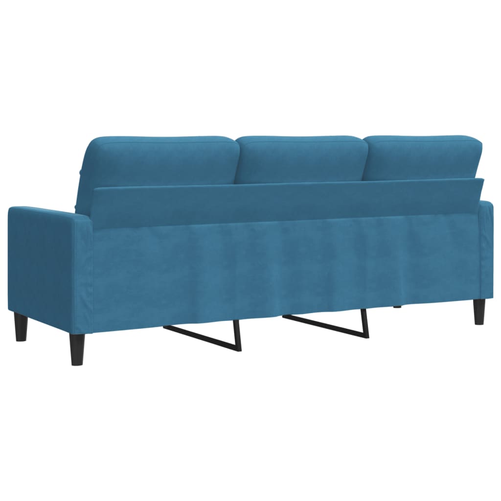 3-personers sofa 180 cm velour blå
