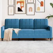 3-personers sofa 180 cm velour blå