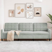 3-personers sofa 210 cm fløjl lysegrå