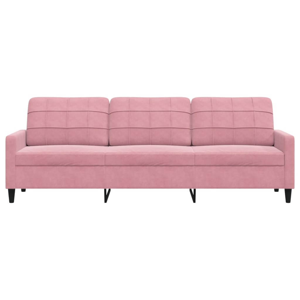 3-personers sofa 210 cm fløjl lyserød