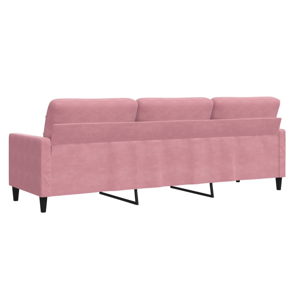 3-personers sofa 210 cm fløjl lyserød
