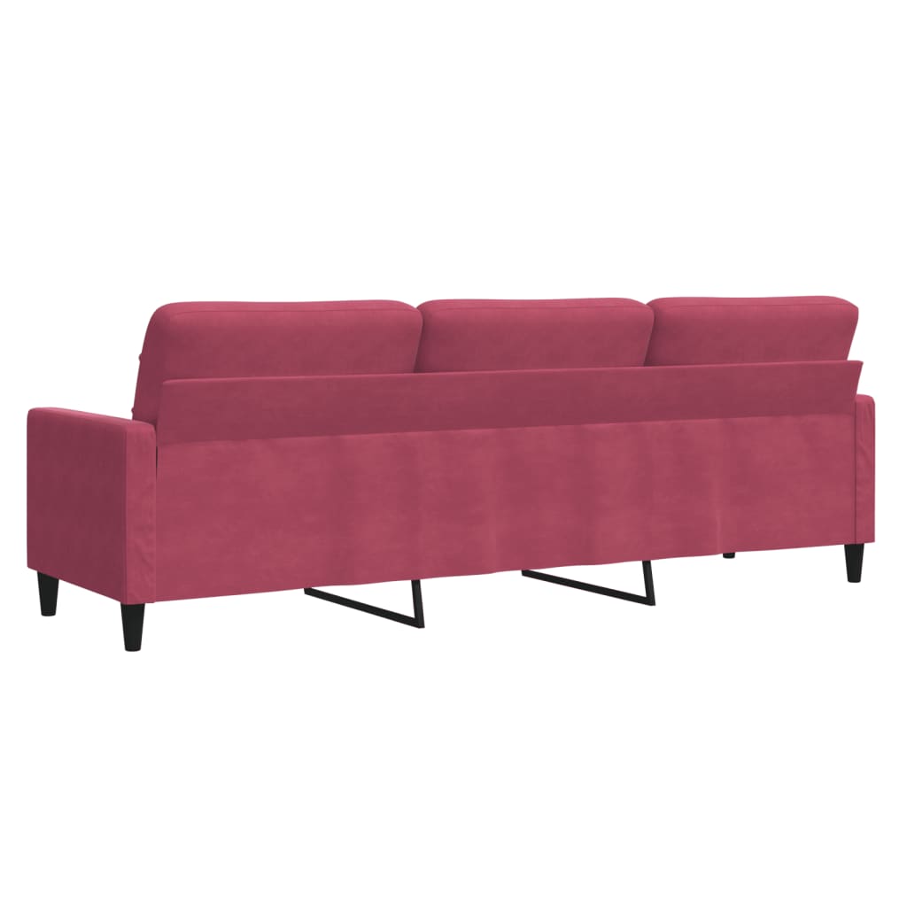 3-personers sofa 210 cm fløjl vinrød