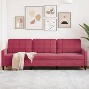 3-personers sofa 210 cm fløjl vinrød