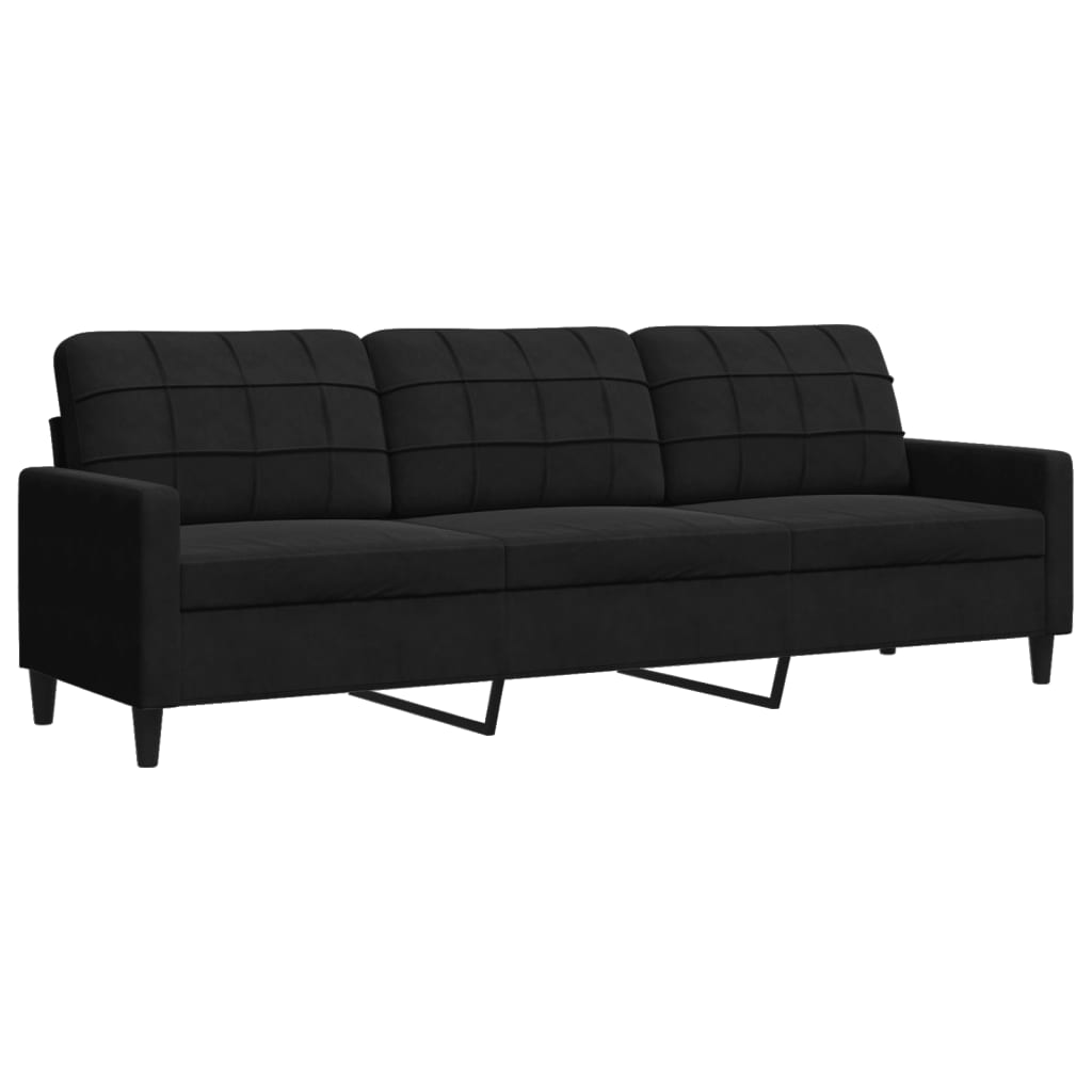 3-personers sofa 210 cm fløjl sort