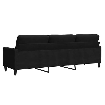 3-personers sofa 210 cm fløjl sort