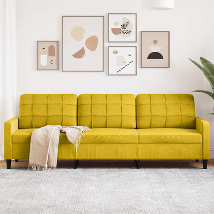 3-personers sofa 210 cm fløjl gul