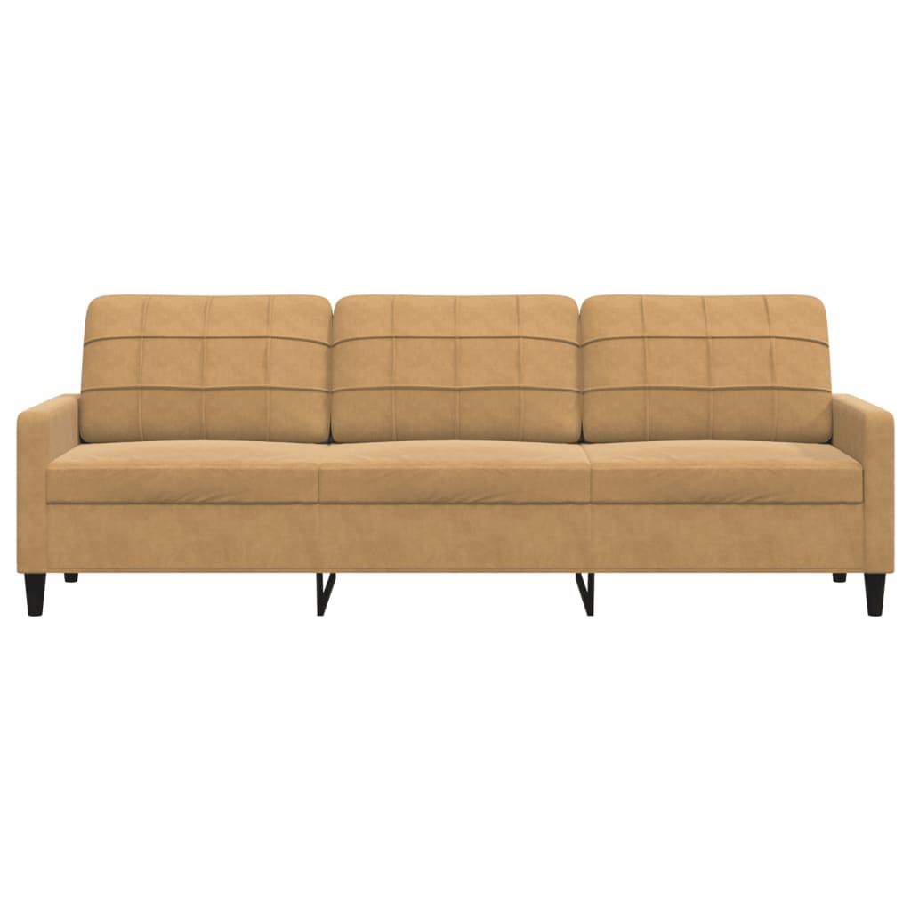 3-personers sofa 210 cm fløjl brun