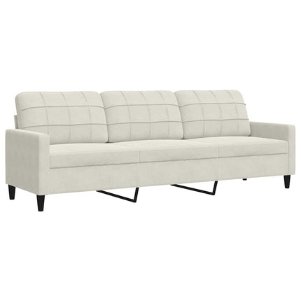 3-personers sofa 210 cm fløjl cremefarvet
