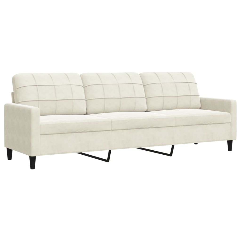 3-personers sofa 210 cm fløjl cremefarvet