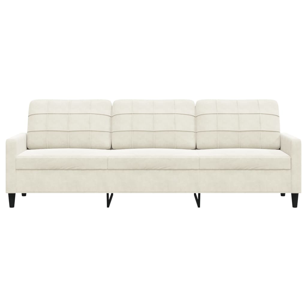 3-personers sofa 210 cm fløjl cremefarvet