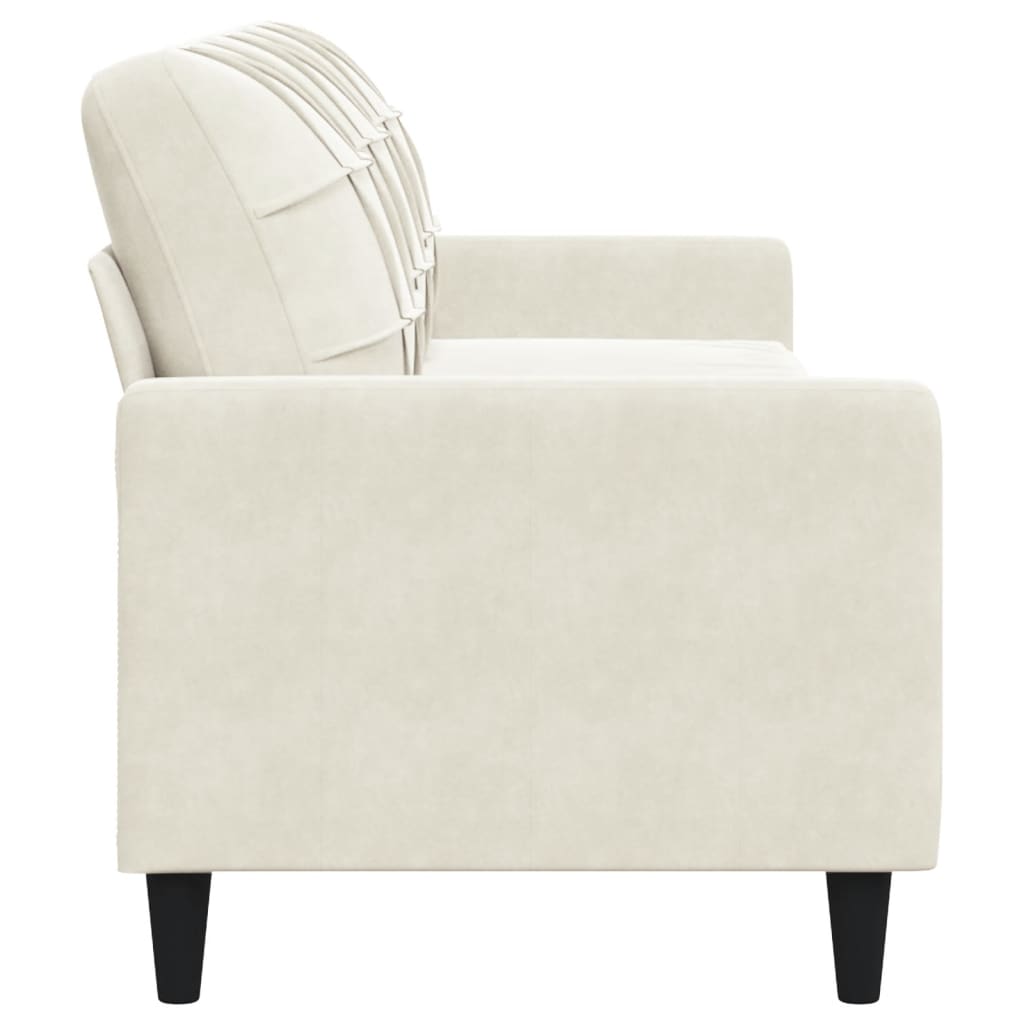 3-personers sofa 210 cm fløjl cremefarvet