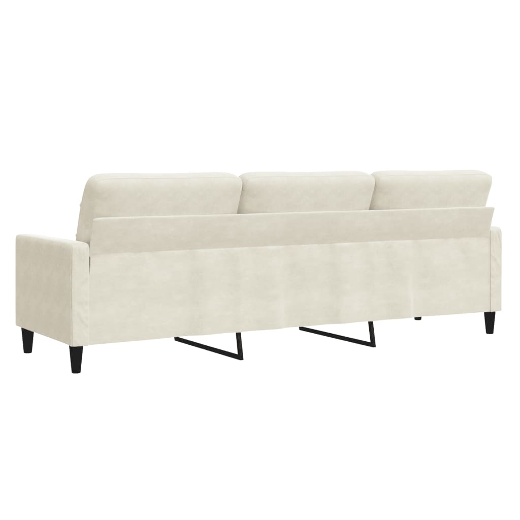 3-personers sofa 210 cm fløjl cremefarvet