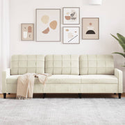 3-personers sofa 210 cm fløjl cremefarvet
