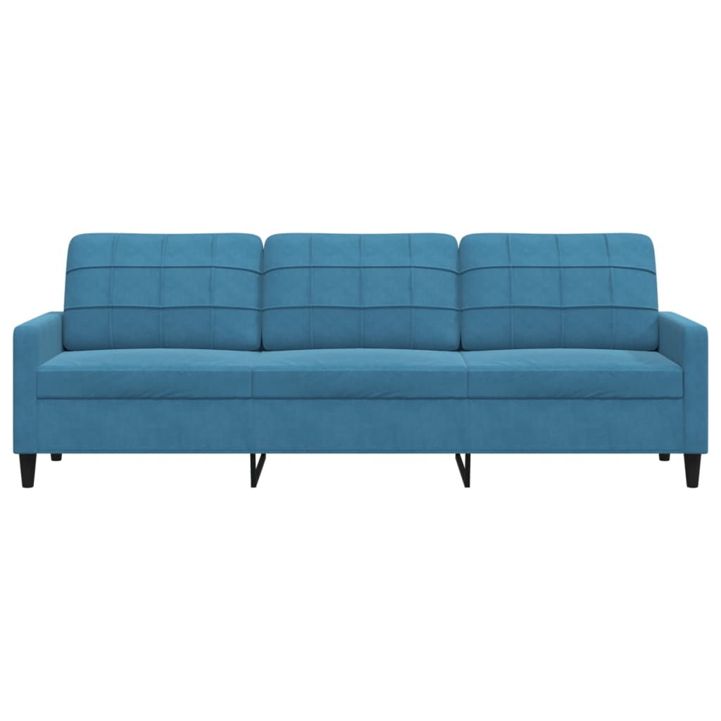 3-personers sofa 210 cm velour blå