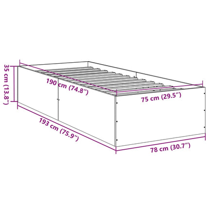 sengeramme 75x190 cm konstrueret træ sort