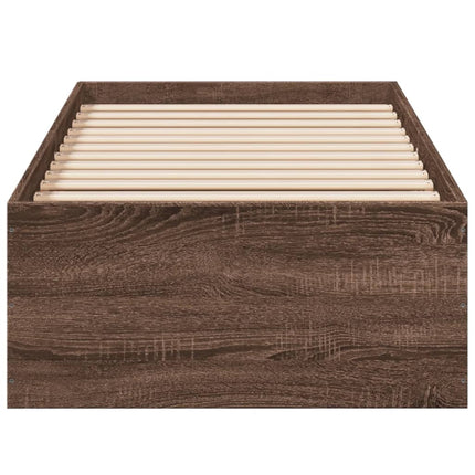 sengeramme 75x190 cm uden madras konstrueret træ brunt eg