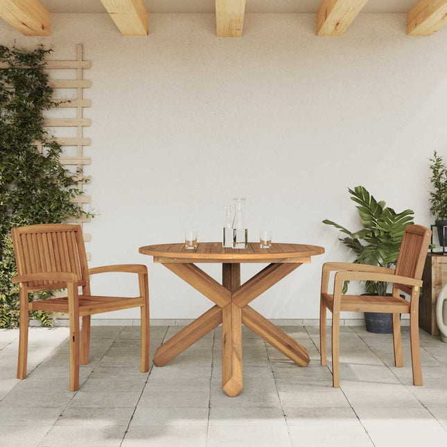 Havebord Ø109x74 cm Massivt træ Teak