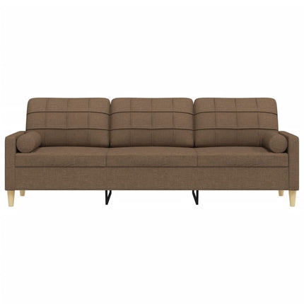 3-personers sofa med pyntepuder 210 cm stof brun