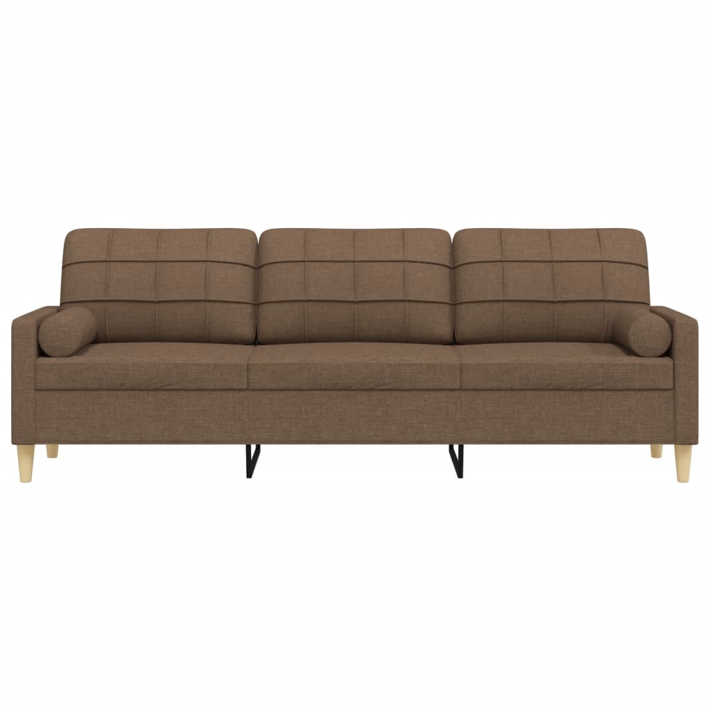 3-personers sofa med pyntepuder 210 cm stof brun