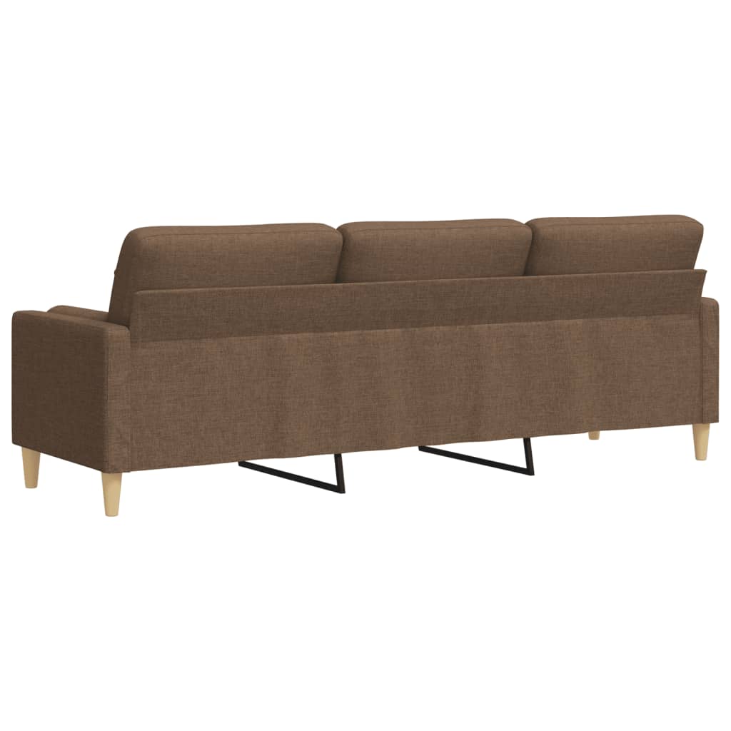 3-personers sofa med pyntepuder 210 cm stof brun
