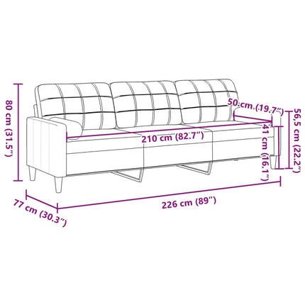 3-personers sofa med pyntepuder 210 cm stof brun