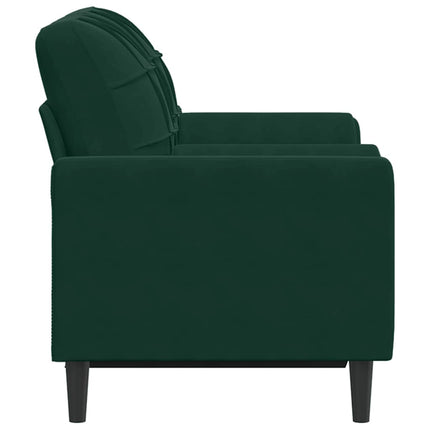 2-personers sofa med pyntepuder 120 cm velour mørkegrøn