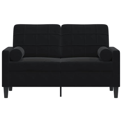 2-personers sofa med pyntepuder 120 cm velour sort