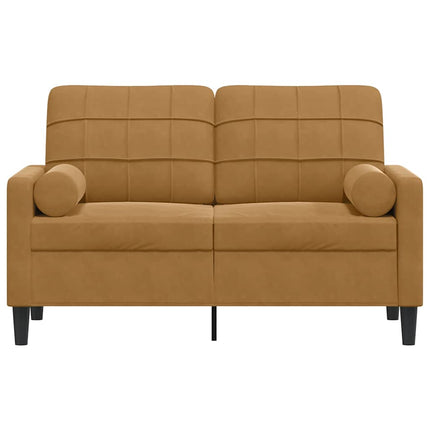 2-personers sofa med pyntepuder 120 cm velour brun