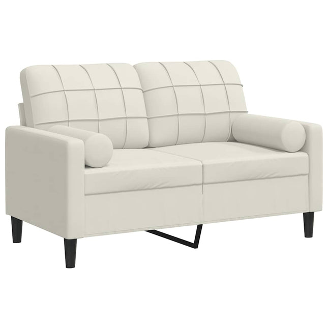 2-personers sofa med pyntepuder 120 cm velour cremefarvet