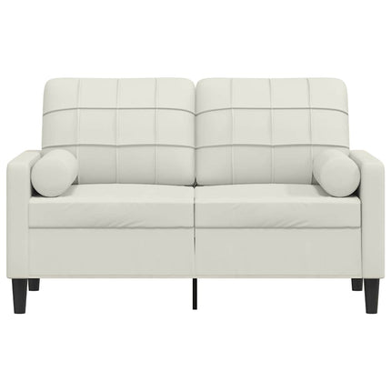 2-personers sofa med pyntepuder 120 cm velour cremefarvet