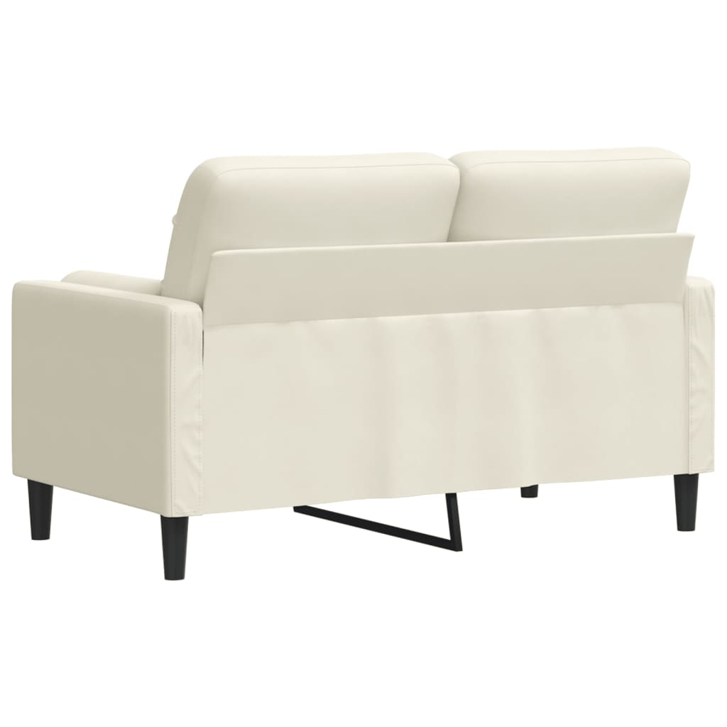 2-personers sofa med pyntepuder 120 cm velour cremefarvet