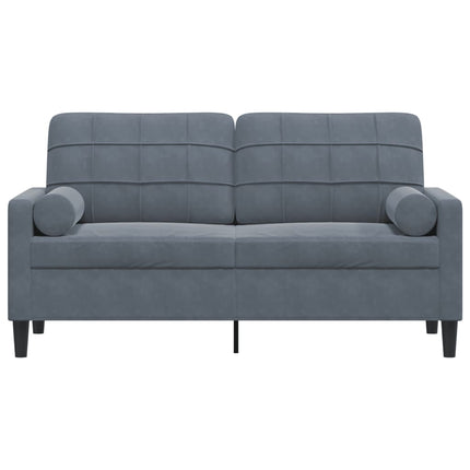 2-personers sofa med pyntepuder 140 cm velour mørkegrå