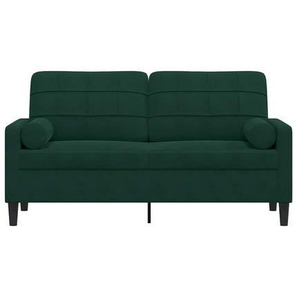 2-personers sofa med pyntepuder 140 cm velour mørkegrøn
