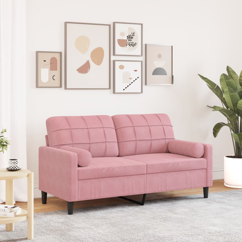 vidaXL 2-personers sofa med pyntepuder 140 cm velour pink