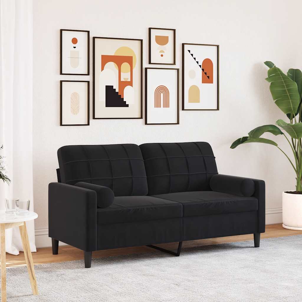 vidaXL 2-personers sofa med pyntepuder 140 cm velour sort