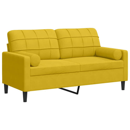 2-personers sofa med pyntepuder 140 cm velour gul