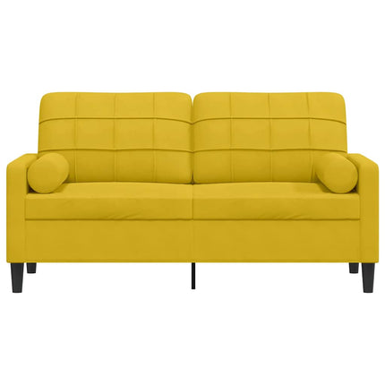 2-personers sofa med pyntepuder 140 cm velour gul