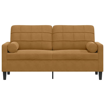 2-personers sofa med pyntepuder 140 cm velour brun