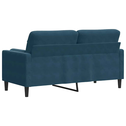 2-personers sofa med pyntepuder 140 cm velour blå