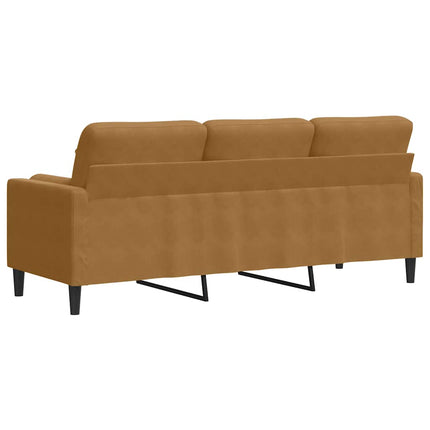 3-personers sofa med pyntepuder 180 cm velour brun