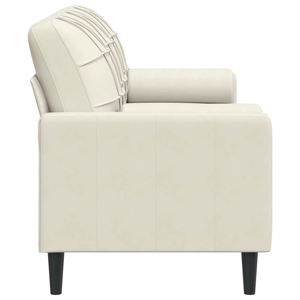 3-personers sofa med pyntepuder 180 cm velour cremefarvet