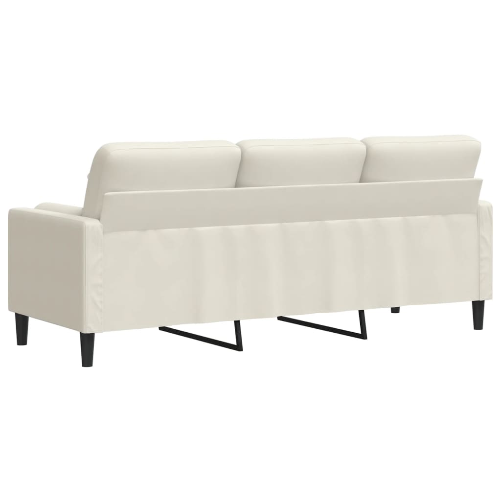 3-personers sofa med pyntepuder 180 cm velour cremefarvet