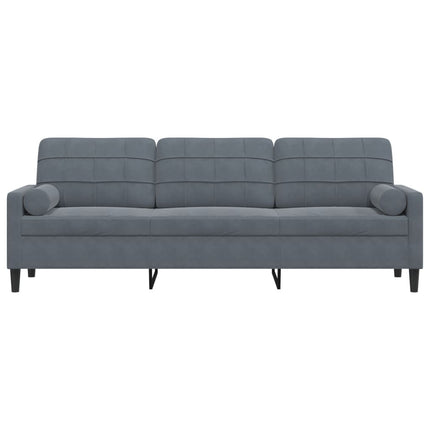 3-personers sofa med pyntepuder 210 cm fløjl mørkegrå