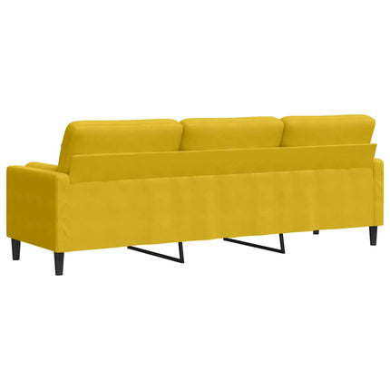 3-personers sofa med pyntepuder 210 cm fløjl gul
