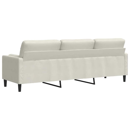 3-personers sofa med pyntepuder 210 cm velour cremefarvet