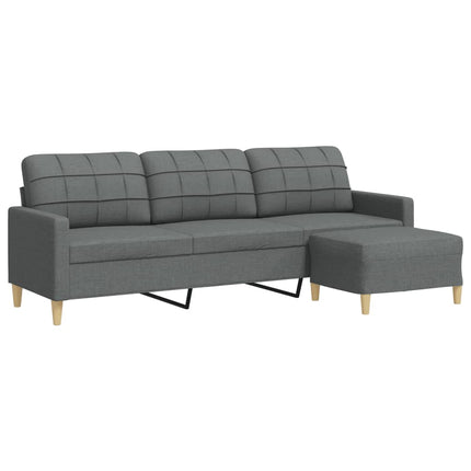 3-personers sofa med fodskammel 210 cm stof Mørkegrå